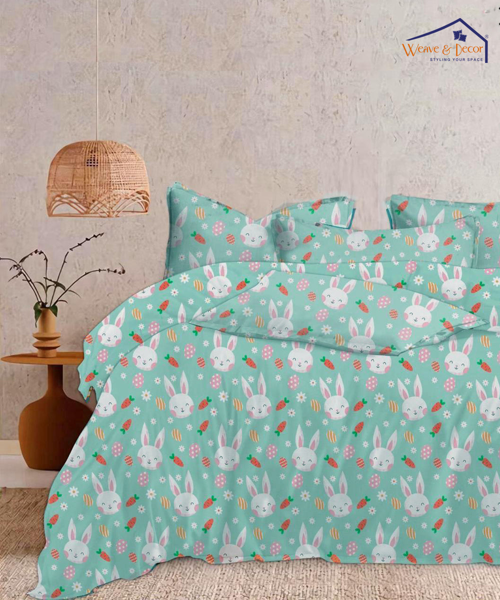 weave&décor Green Bunny flat double bedsheet 