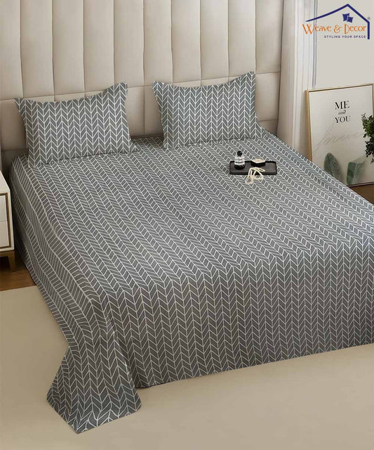 Grey Chevron   Flat Bedsheet With Pillow Covers