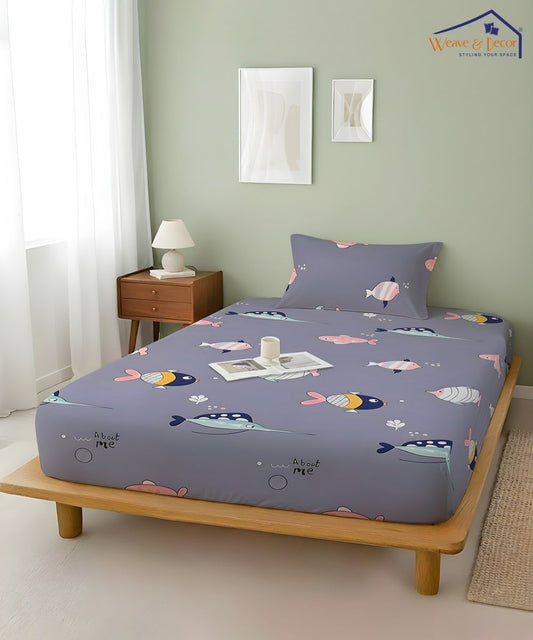 Underwater Dreams Fish Kids Flat Bedsheet With Pillow Covers