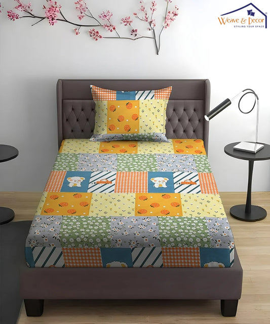 Cute Kids Flat Bedsheet With Pillow Covers