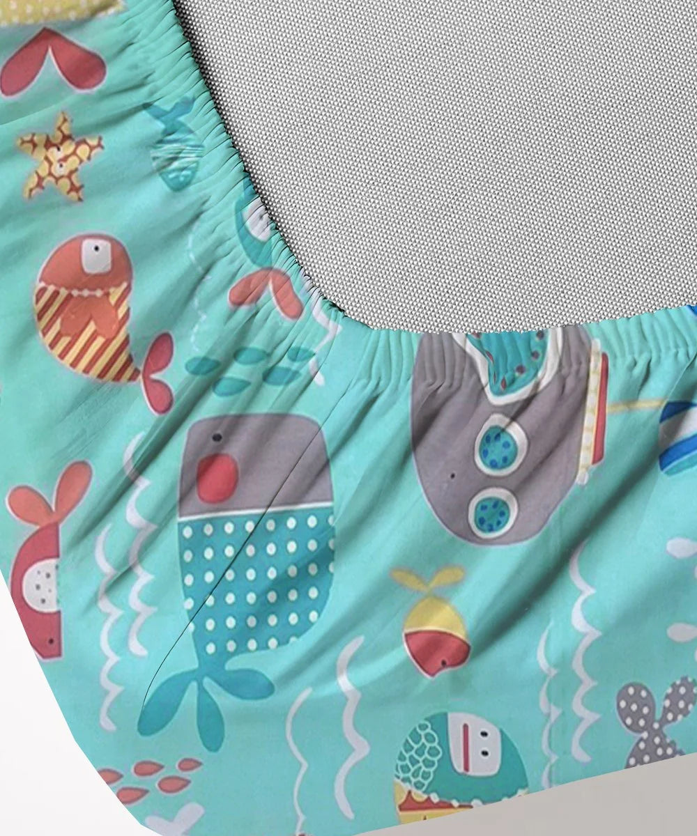 Life in Sea Kids Flat Bedsheet With Pillow Covers