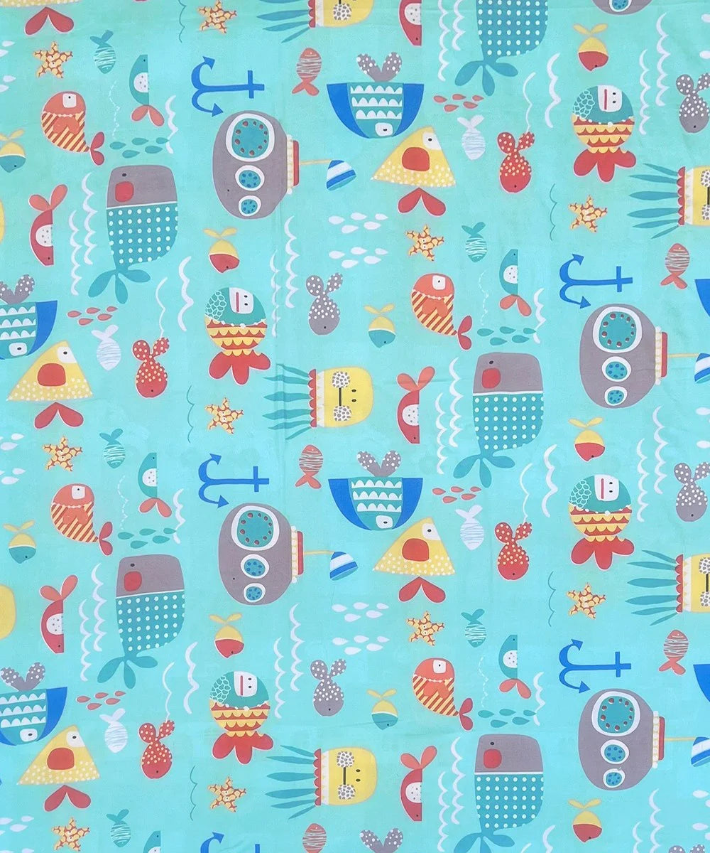 Life in Sea Kids Flat Bedsheet With Pillow Covers