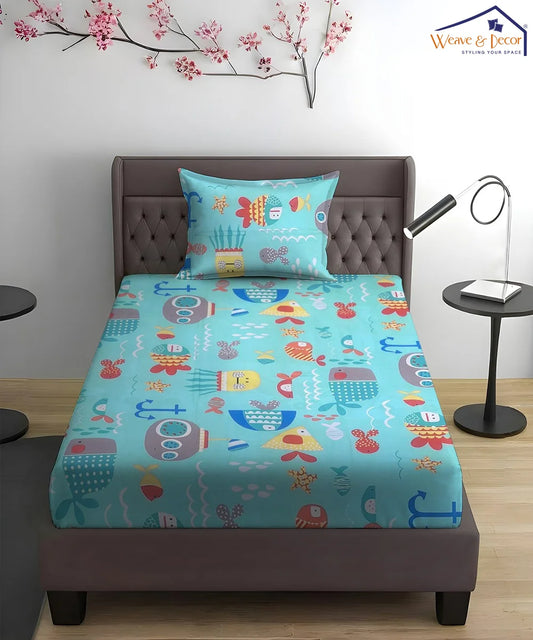 Life in Sea Kids Flat Bedsheet With Pillow Covers