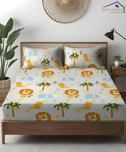 Wild Adventures Kids Flat Bedsheet With Pillow Covers