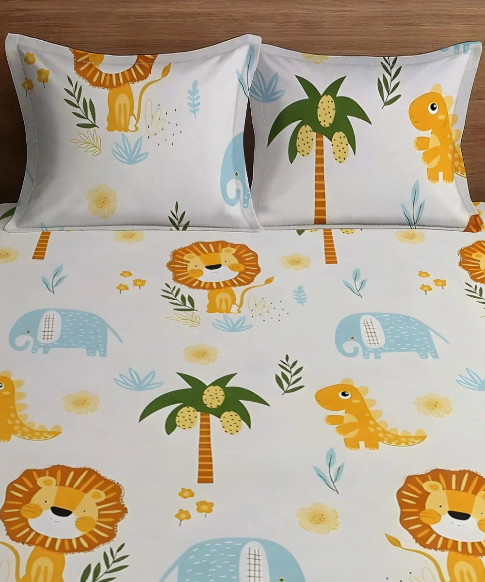 Wild Adventures Kids Flat Bedsheet With Pillow Covers