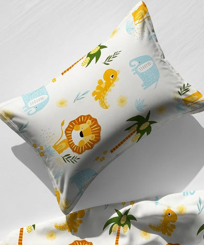 Wild Adventures Kids Flat Bedsheet With Pillow Covers