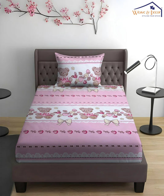 Teddy Blossom Single Bedsheet With 1 Pillow Cover