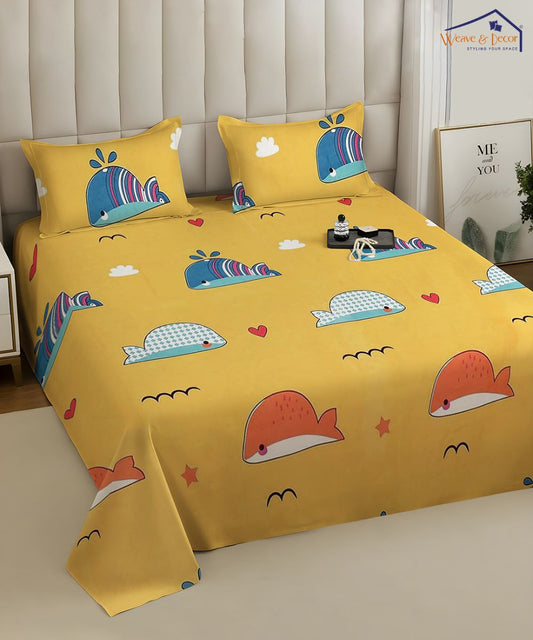 Little Ocean Buddies Kids Flat Bedsheet With Pillow Covers