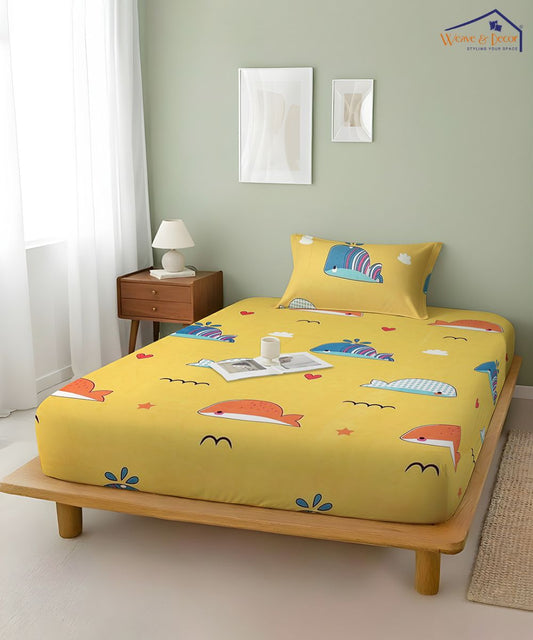 Little Ocean Buddies Kids Flat Bedsheet With Pillow Covers