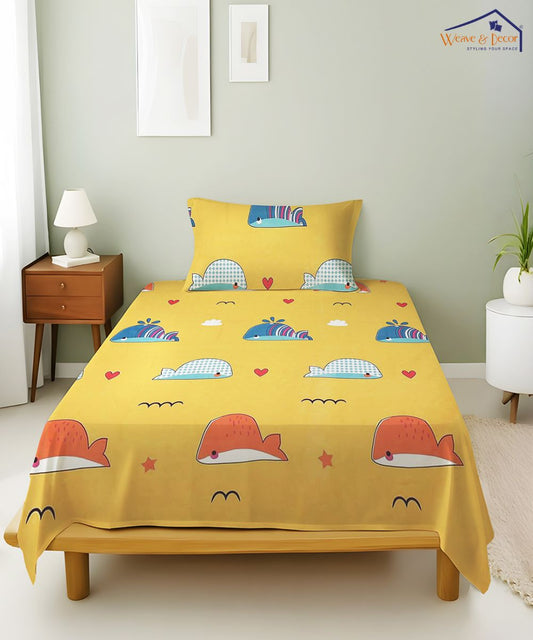 Little Ocean Buddies Kids Flat Bedsheet With Pillow Covers