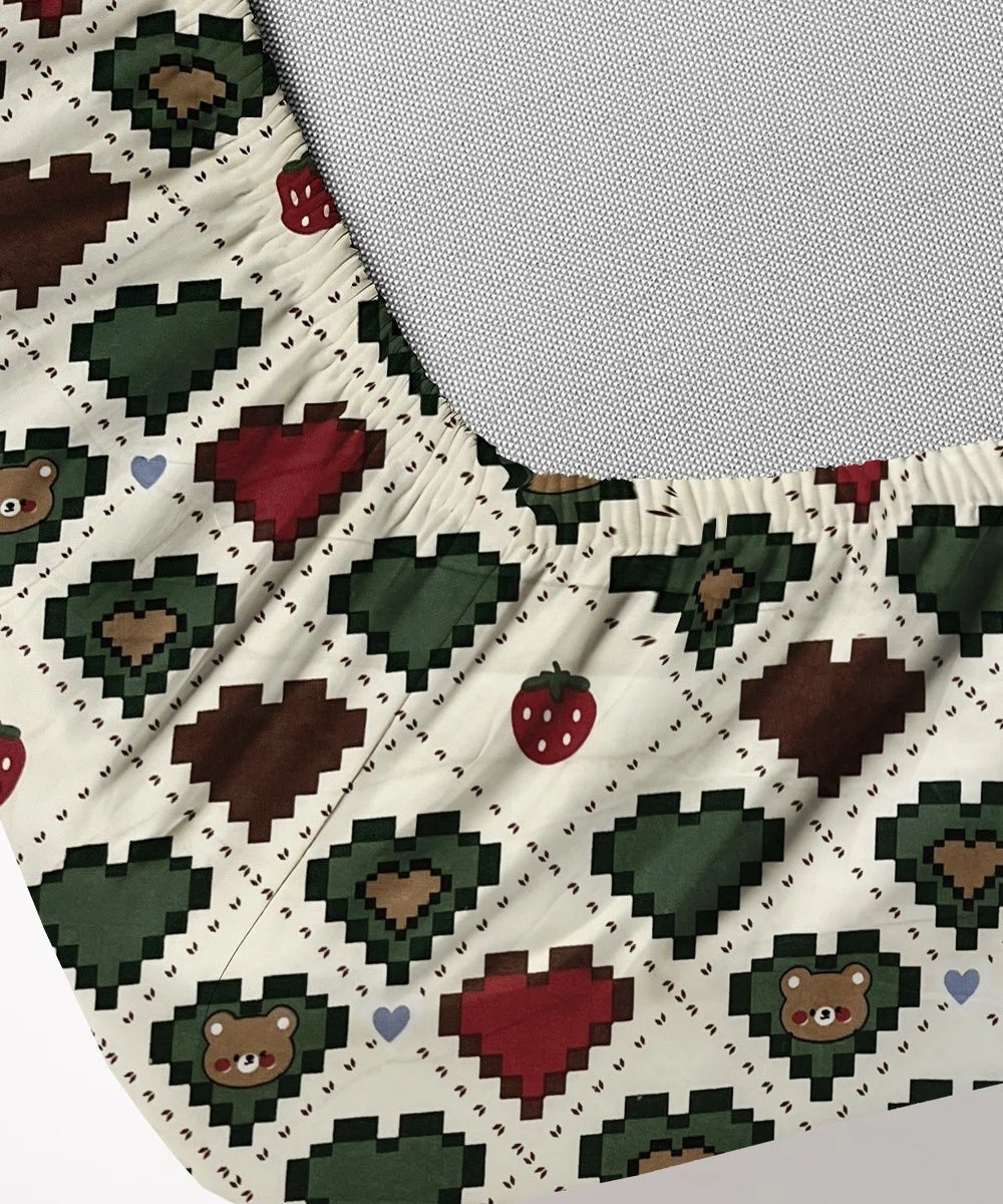 Retro Heartland Kids Flat Bedsheet With Pillow Covers