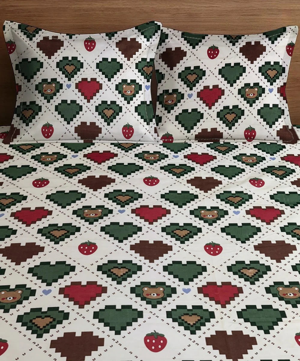 Retro Heartland Kids Flat Bedsheet With Pillow Covers