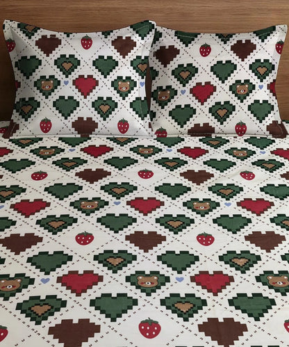 Retro Heartland Kids Flat Bedsheet With Pillow Covers
