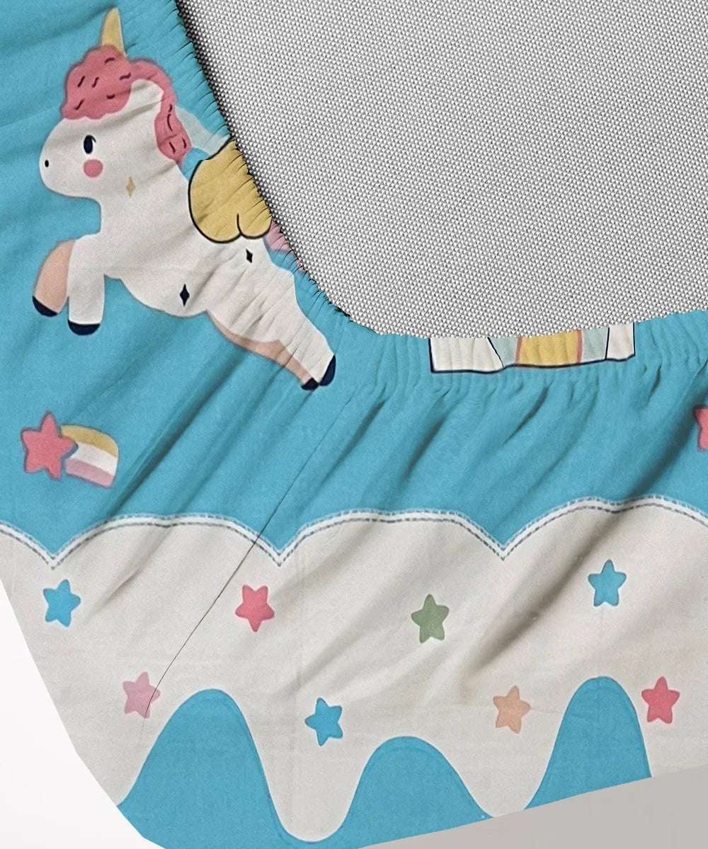 Unicorn Dreamland Sky Kids Flat Bedsheet With Pillow Covers