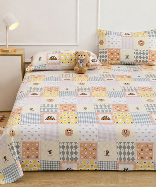 Sweet Bear Dreams Kids Bedsheet With Pillow Covers