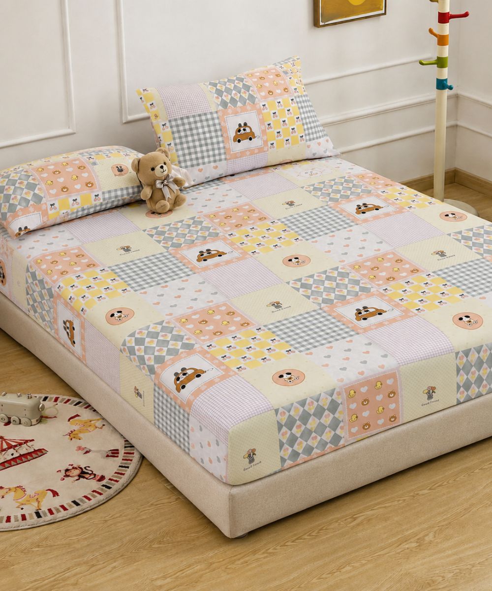 Sweet Bear Dreams Kids Bedsheet With Pillow Covers