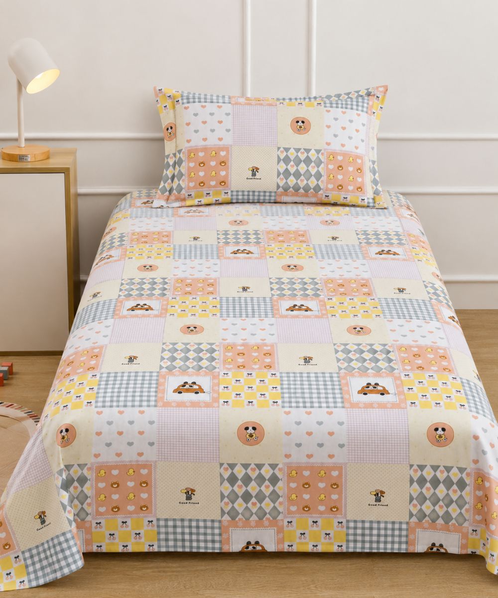 Sweet Bear Dreams Kids Bedsheet With Pillow Covers