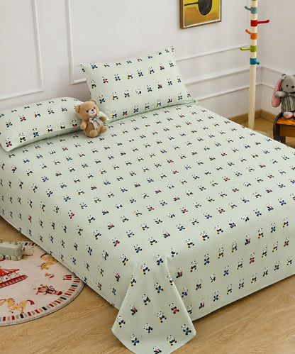 Cute Panda Print Kids Bedsheet With Pillow Covers
