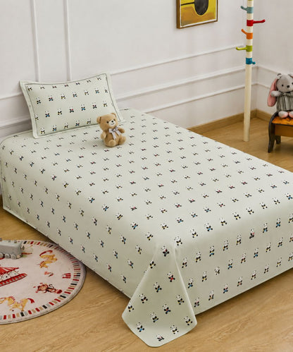 Cute Panda Print Kids Bedsheet With Pillow Covers