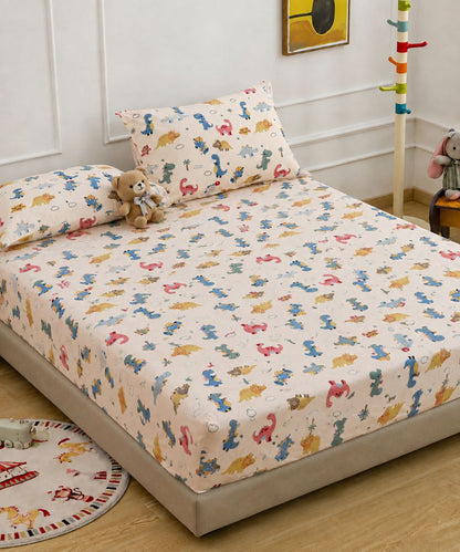 Jurassic Fun Kids Bedsheet With Pillow Covers