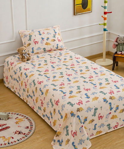 Jurassic Fun Kids Bedsheet With Pillow Covers