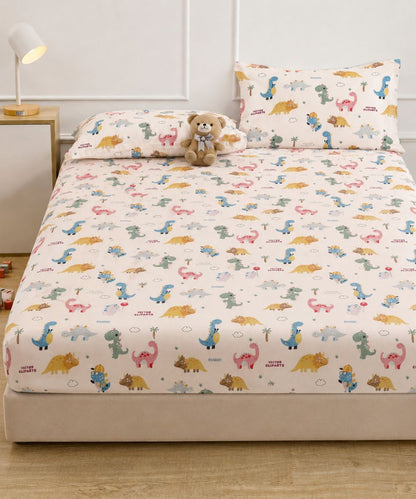 Jurassic Fun Kids Bedsheet With Pillow Covers