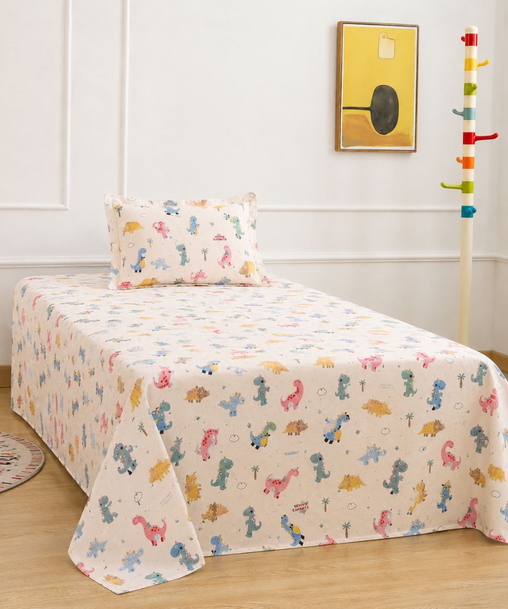 Jurassic Fun Kids Bedsheet With Pillow Covers
