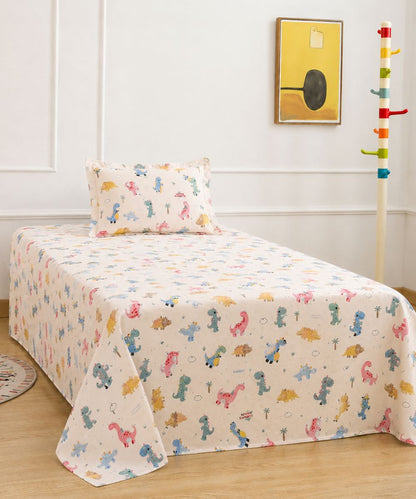 Jurassic Fun Kids Bedsheet With Pillow Covers