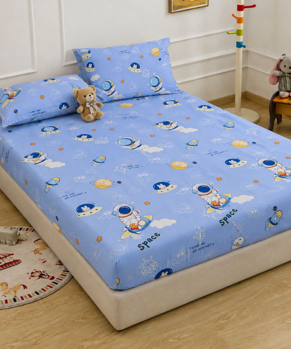 Galaxy Adventure Kids Bedsheet With Pillow Covers