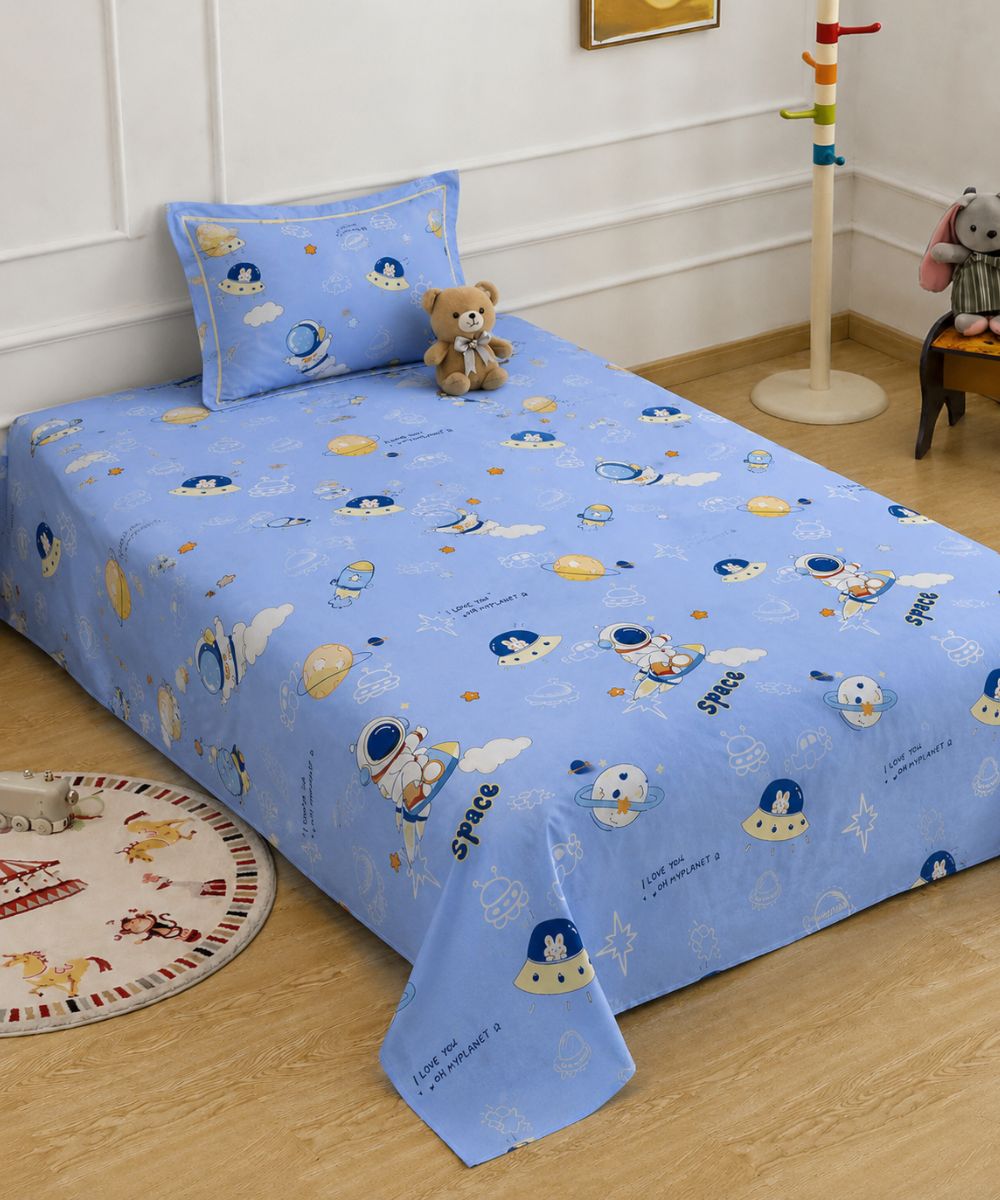 Galaxy Adventure Kids Bedsheet With Pillow Covers