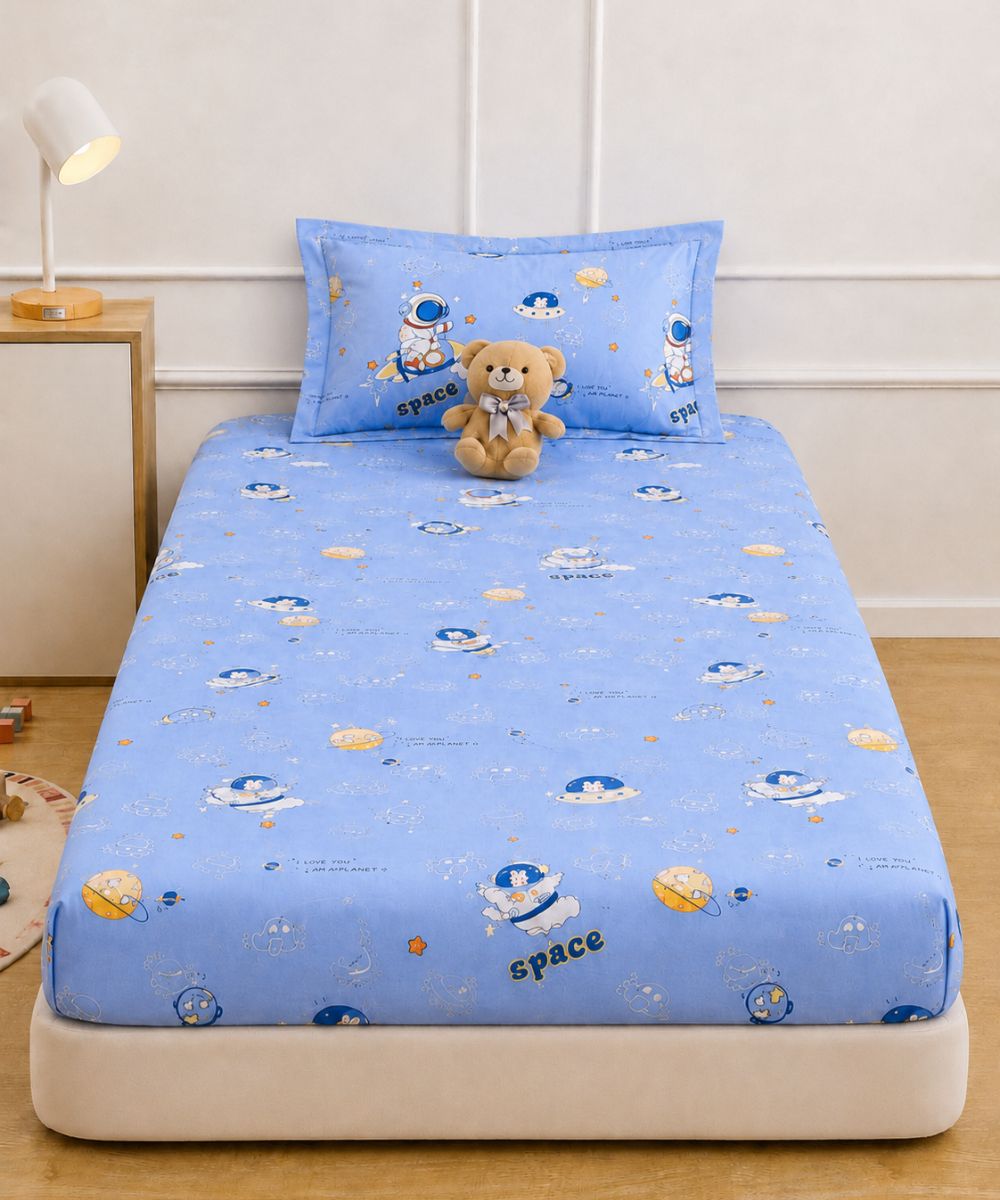 Galaxy Adventure Kids Bedsheet With Pillow Covers