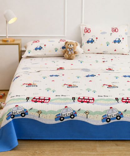 City Ride Kids Bedsheet With Pillow Covers