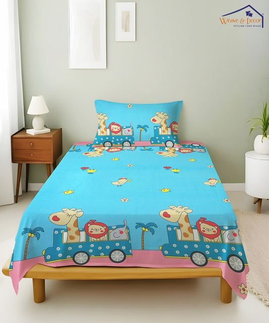 Safari Adventure Kids Kids Bedsheet With Pillow Covers