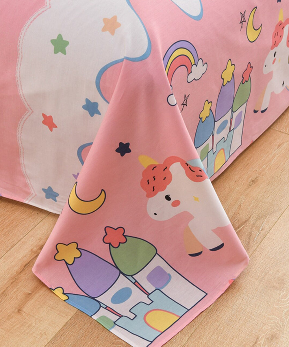 Unicorn Wonder Land Single Bedsheet With 1 Pillow Cover