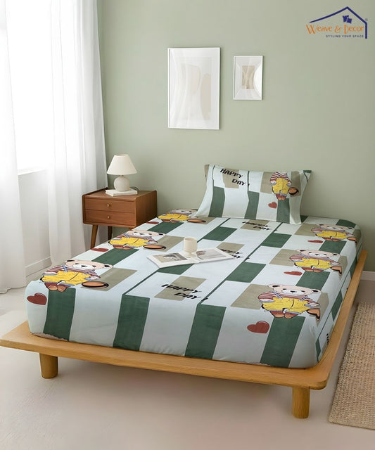 Bouncy Bear Kids Bedsheet With Pillow Covers