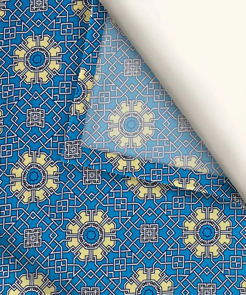 Azure Mosaic Charm Cotton Double Bedsheet with Pillow Covers