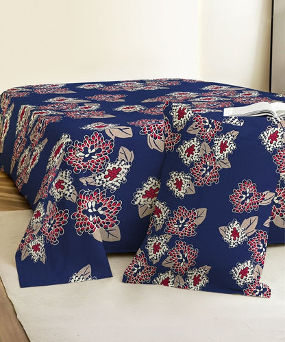 Midnight Bloom Floral  – 130 GSM Cotton Single Bedsheet With Pillow Cover |90x60 inches