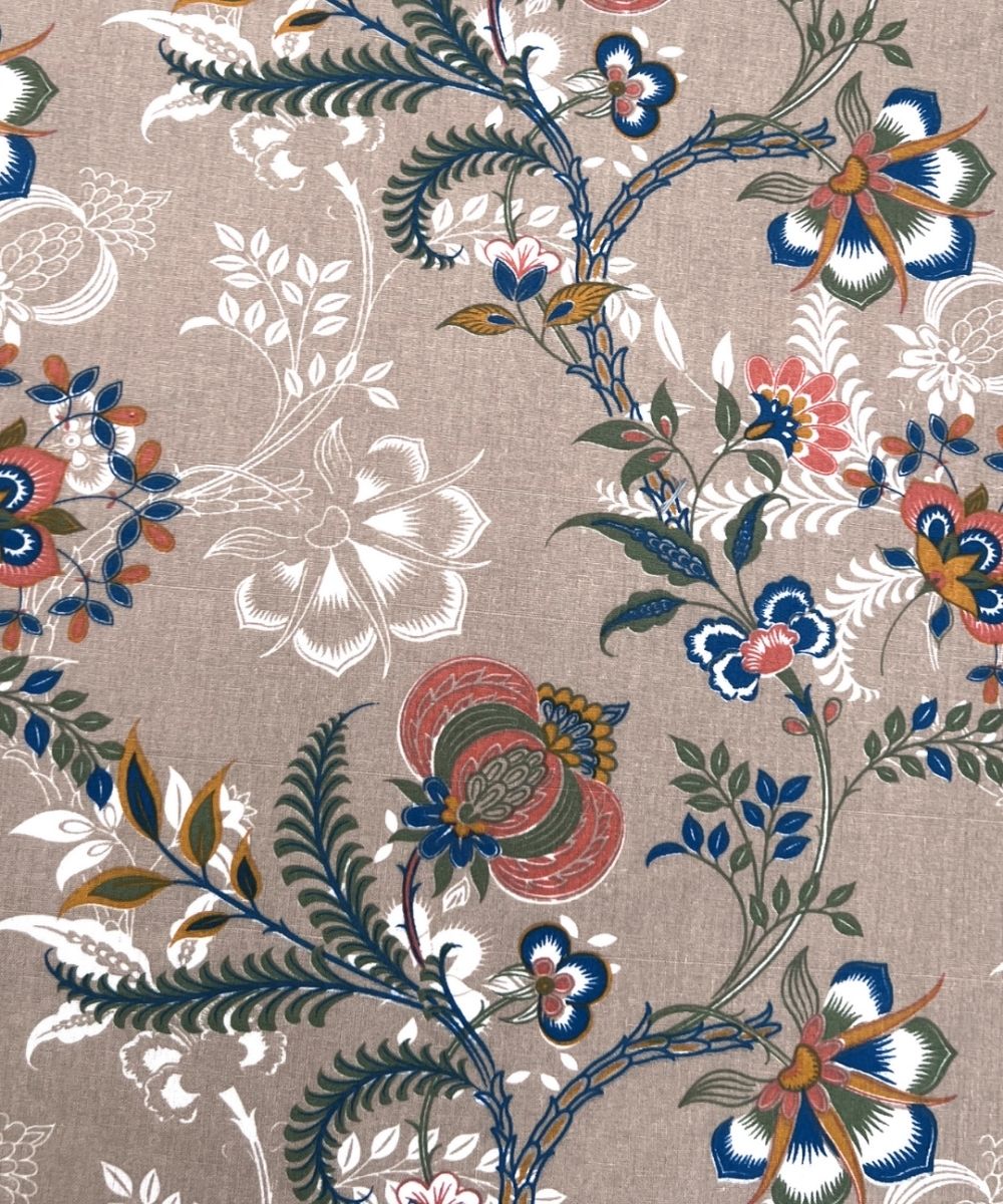Beige Floral Trail – 130 GSM Cotton Fitted Bedsheet With Pillow Cover