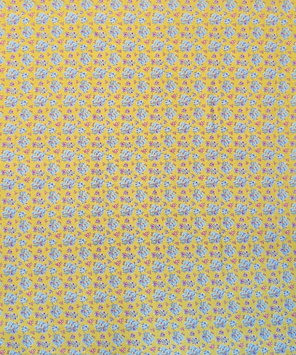 Sunshine Yellow Tiny Floral Elegance  – 130 GSM Cotton Fitted Bedsheet With Pillow Cover