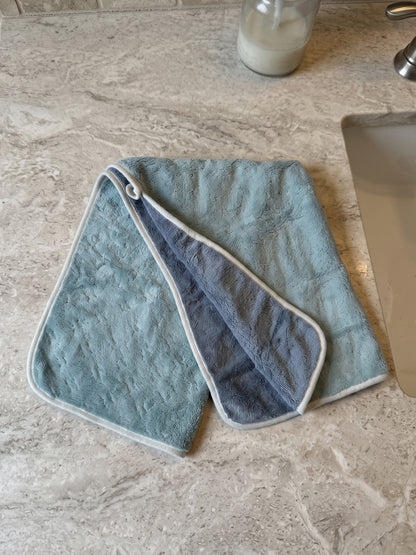 Reversible Microfiber Hand Towel (40x60 cm) | Super Soft & Ultra Absorbent | Quick Dry, Lightweight & Durable | Premium Hand Towel with Hanging Loop