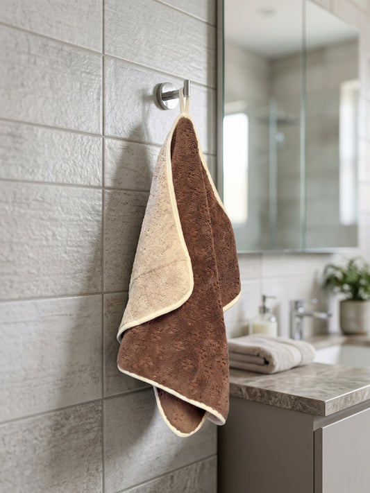 Reversible Microfiber Hand Towel (40x60 cm) | Super Soft & Ultra Absorbent | Quick Dry, Lightweight & Durable | Premium Hand Towel with Hanging Loop