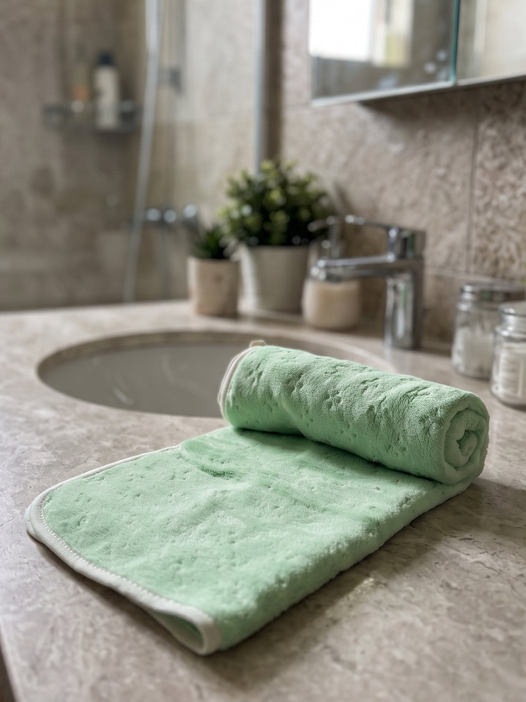 Reversible Microfiber Hand Towel (40x60 cm) | Super Soft & Ultra Absorbent | Quick Dry, Lightweight & Durable | Premium Hand Towel with Hanging Loop
