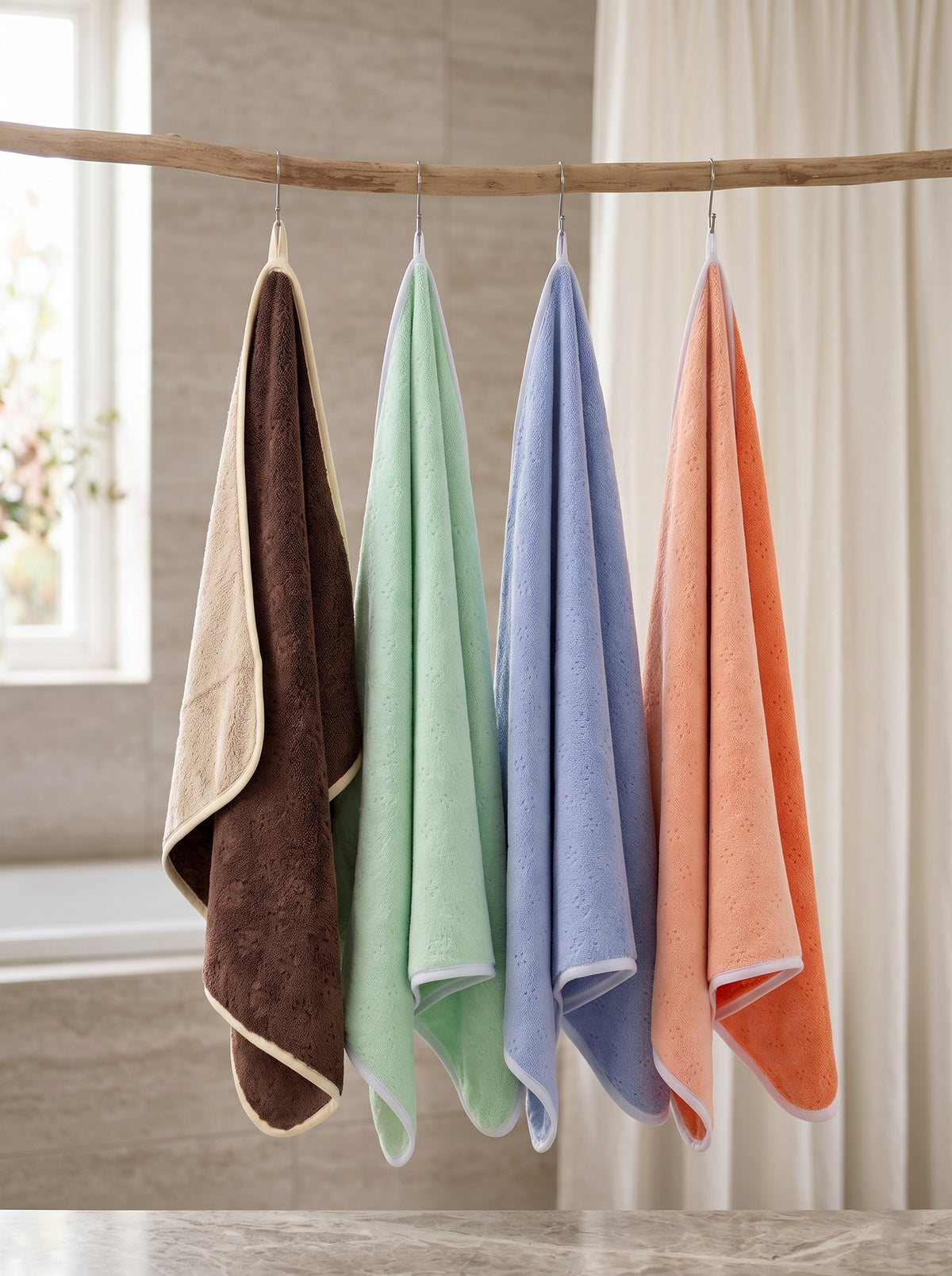 Reversible Microfiber Bath Towel (70x140 cm) | Super Soft & Ultra Absorbent | Quick Dry, Lightweight & Durable | Premium Bath Towel with Hanging Loop