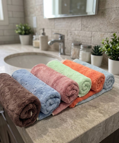 Reversible Microfiber Hand Towel (40x60 cm) | Super Soft & Ultra Absorbent | Quick Dry, Lightweight & Durable | Premium Hand Towel with Hanging Loop