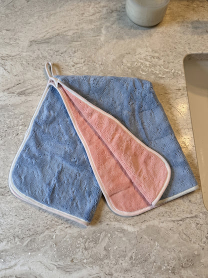 Reversible Microfiber Hand Towel (40x60 cm) | Super Soft & Ultra Absorbent | Quick Dry, Lightweight & Durable | Premium Hand Towel with Hanging Loop