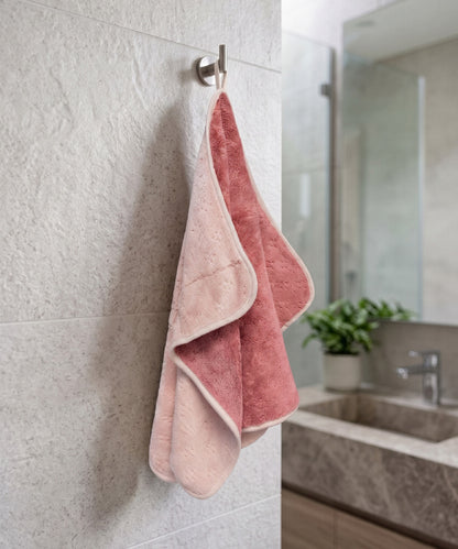 Reversible Microfiber Hand Towel (40x60 cm) | Super Soft & Ultra Absorbent | Quick Dry, Lightweight & Durable | Premium Hand Towel with Hanging Loop