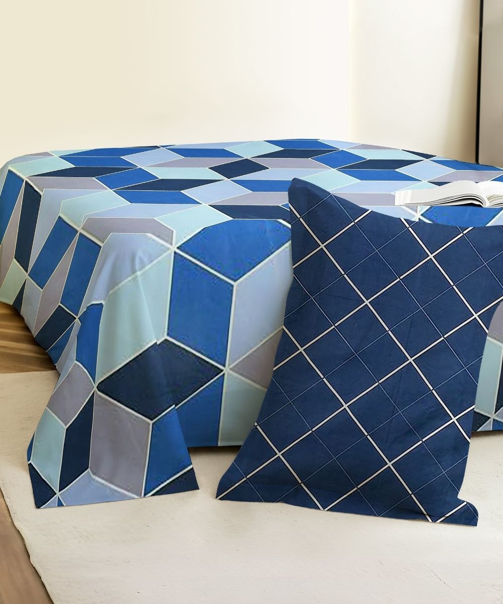 Modern Rhombus Fitted Bedsheet With Pillow Cover