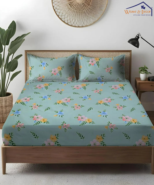 Pastel Bloom King Size Bedsheet With 2 Pillow Cover