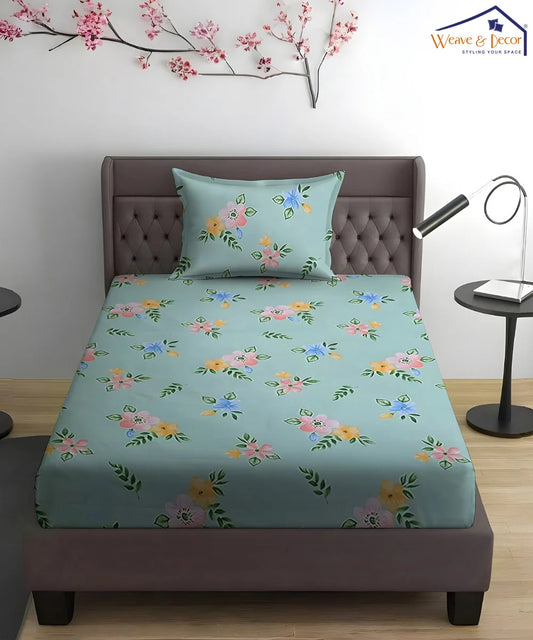 Pastel Bloom King Size Bedsheet With 2 Pillow Cover