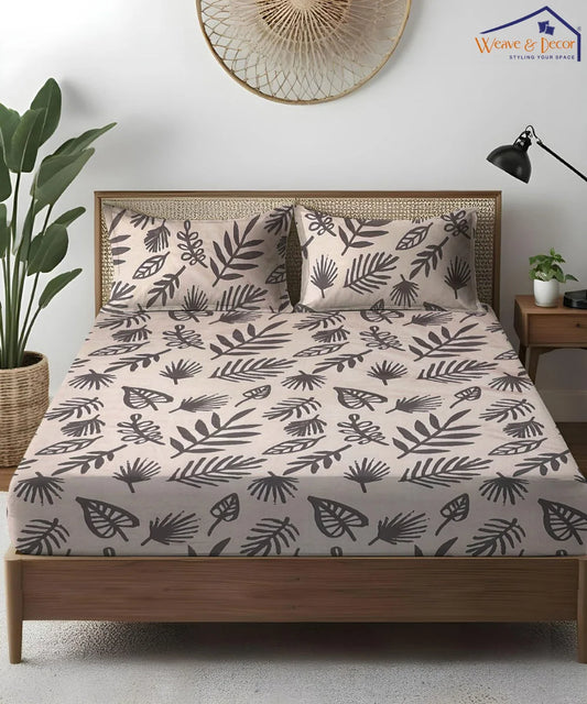 Earthy LeafKing Size Bedsheet With 2 Pillow Cover